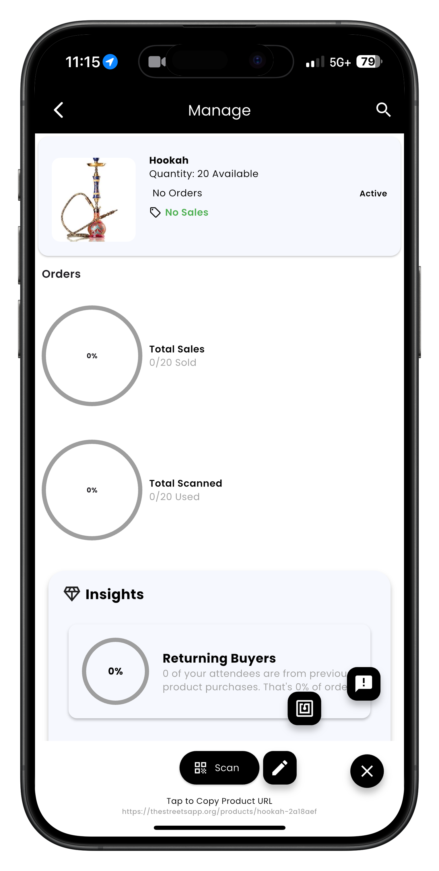 Product management menu with three dots