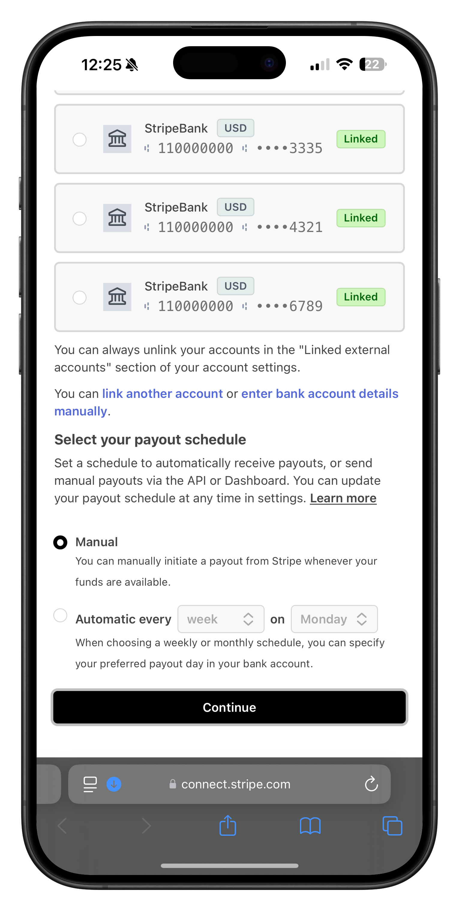 Stripe identity verification screen